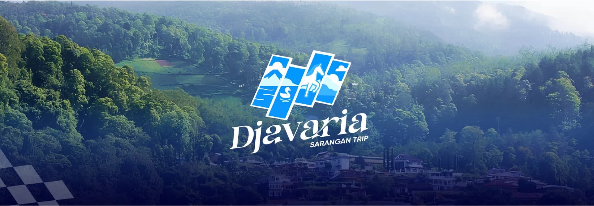Djavaria logo over the Sarangan landscape