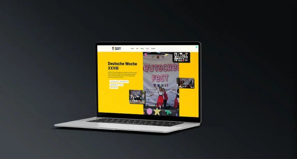 Deutsche Woche XXVIII website on a laptop