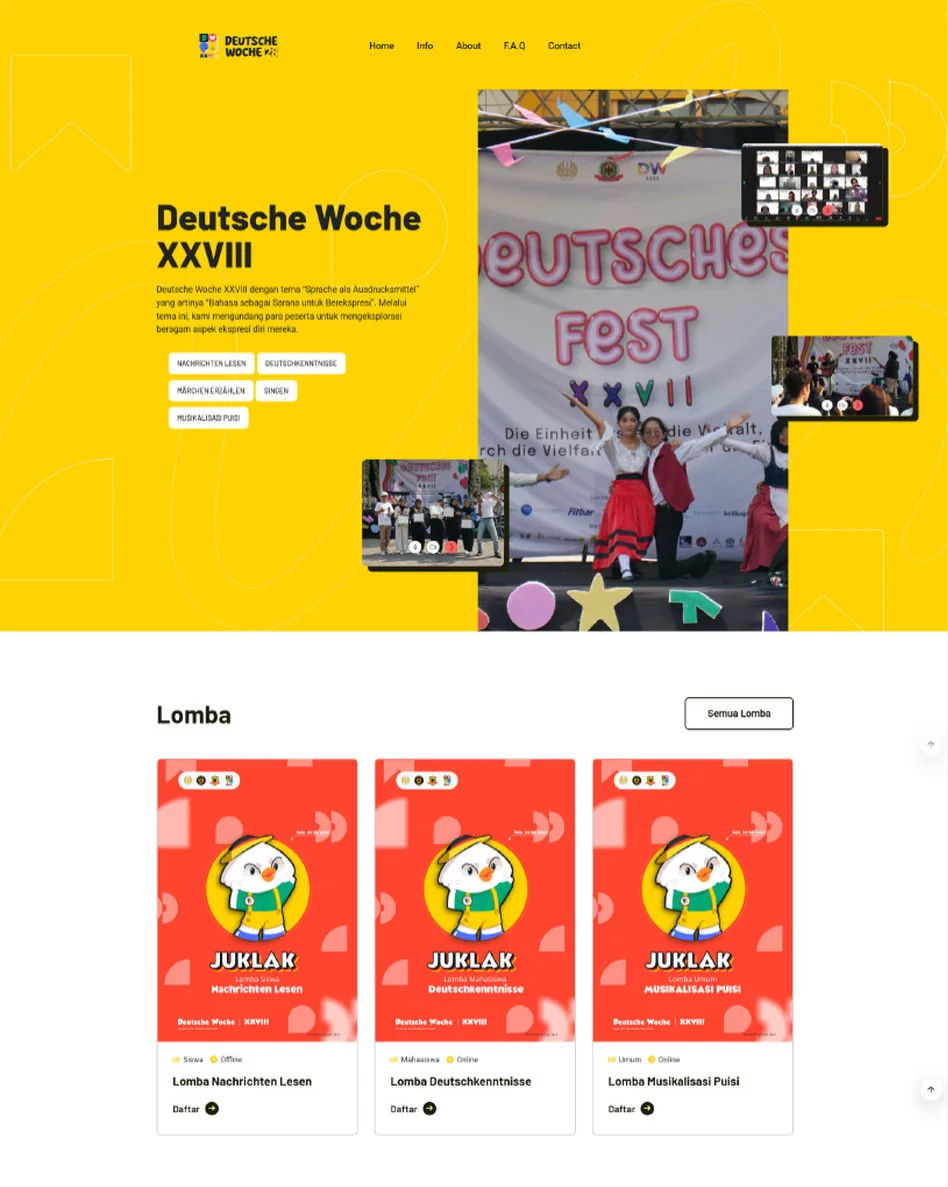 Website: home, competitions, teaser and timeline