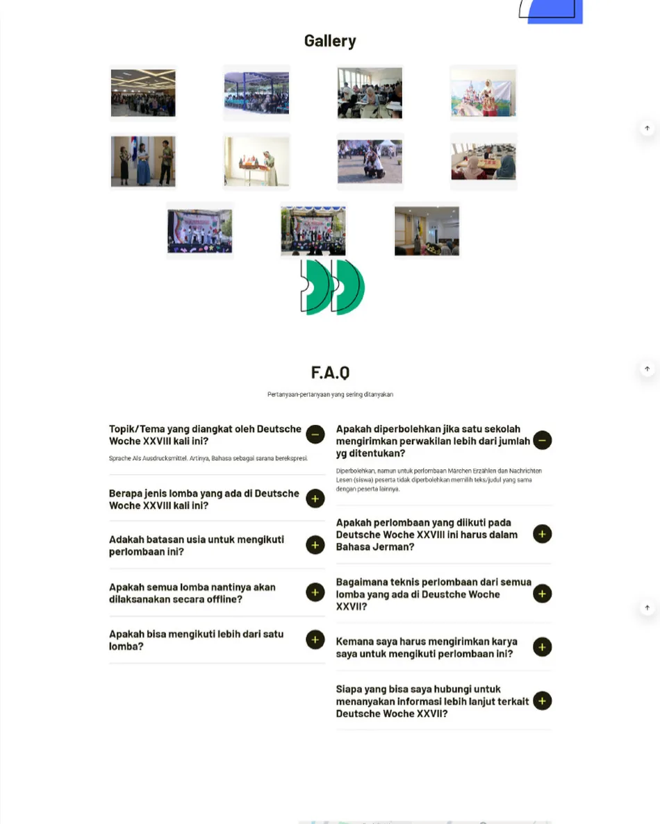 Website: gallery, FAQ, contact and footer