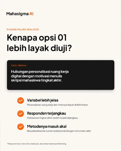 Kenapa opsi 01 lebih layak diuji?