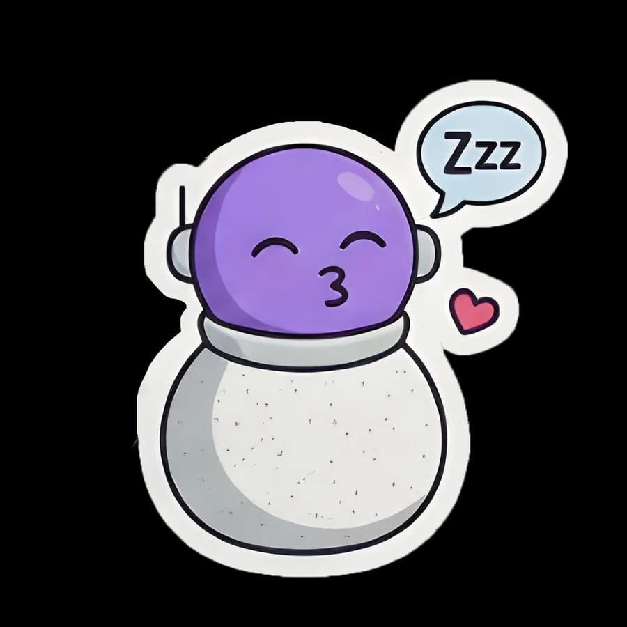 Sweet, the Skripsweet mascot: a rounded violet robot character with a friendly single-visor face.